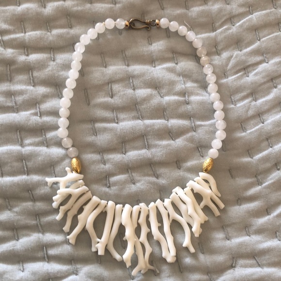 White Handmade Glass Coral And Bead Necklace 18 " - EUC - Picture 2 of 7
